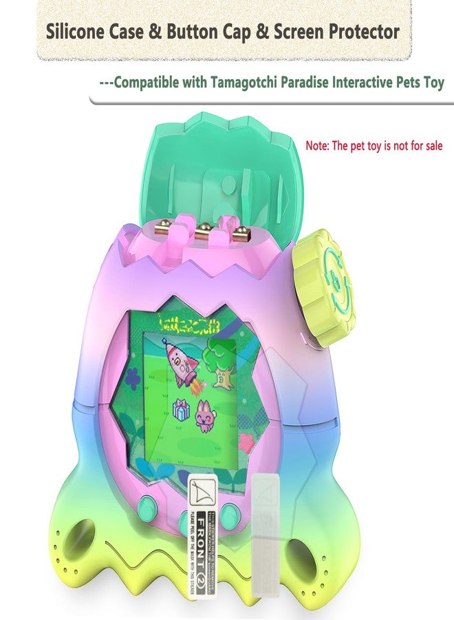 RAWECUD Silicone Case for Tamagotchi Paradise Electronic Pets Toy, Screen Protector and Lanyard for Tamagotchi Paradise Virtual Pet Accessories (Rainbow) - Image 2